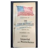 Union Brewing Co. 1900 Pocket Calendar and Memo Bo