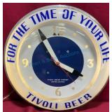 Vintage Tivoli Beer Bubble Glass Clock Light