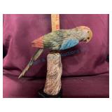 Hand-Carved Parrot Figurine on ceramic base