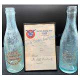 Pells Brewing & Ice Co. Bottles and Receipt