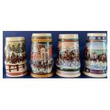 Set of Four Budweiser Holiday Steins