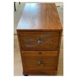 Solid Wood Two-Drawer rolling File Cabinet