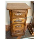 Oak Four-Drawer Cabinet With Carved Details