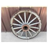Early Wooden Wagon Wheel with Iron Rim