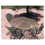 Iron Patio Table with Four Rocker Chairs