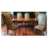 6ft Wooden Dining Table with 10 Upholstered Chairs