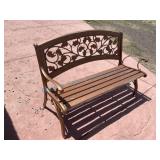 Metal and Wood Outdoor Bench