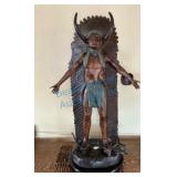 Bronze Sculpture of Native American Figure 39in