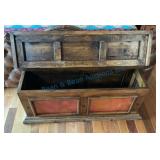 Wooden Storage Chest With Hinged Lid