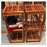 Two Wooden Slatted Shelving Units