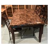 Dining Table With Faux Marble Top and Chairs