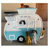 Ceramic Camper Cookie Jar with Dog Figures
