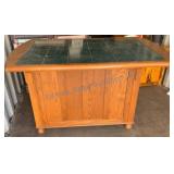 Wood Kitchen Island With Tiled Countertop