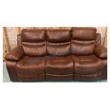 Brown Leather Reclining Sofa