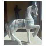 Wooden Horse Figurine, 17.5 Inches Tall