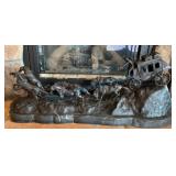 Bronze Stagecoach Sculpture With Horses