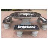Broncos Outdoor Mosaic Table and Benches
