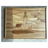 Wood Artwork Featuring Lighthouse