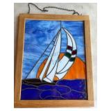 Stained Glass Artwork of Sailboat Scene