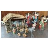 Nativity Scene With Angels and Figurines