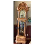 Oak Grandfather Clock With Brass Elements