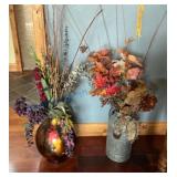 Two Decorative Floral Arrangements in Vases