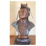 Bronze Bust of Tribal Chief, 32 Inches Tall