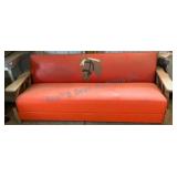 Mid-Century Wagon Wheel Sofa in Bold Color