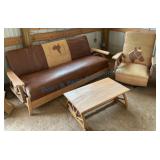 Western-Themed Sofa, Chair, and Coffee Table