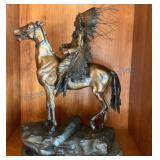 Bronze Sculpture of Native American on Horseback
