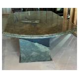 Rectangular Marble-Top Table on Pedestal Base