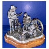 Pewter Statue of Rustic Family Scene