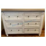 White Dresser with Gray Top, 6 Drawers