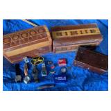 Watches, Pins, and Wood Boxes