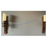 Pair of Decorative Wall Sconces With Candles
