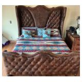 King-Sized Tufted Leather Bed Frame