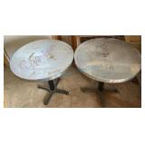 Two Metal Tables on Pedestal Bases