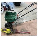 Lawn Spreader and Ryobi Hedge Trimmer