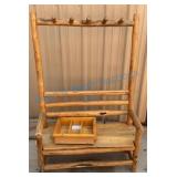 Rustic Wooden Bench With Coat Rack