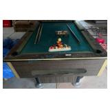 Pool Table with Balls and Cues