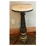 Marble-Top Pedestal Table with Ornate Base