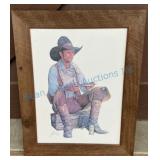 Framed coors Western-Style Cowboy Illustration