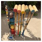 Complete Wooden Croquet Set with Stand
