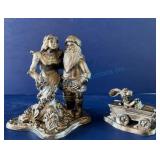 Pair of Pewter Figurines with Detailed Designs