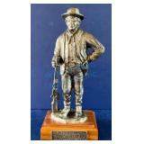 Pewter Statue on Wooden Base with Plaque