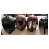 Four Motorcycle Helmets in Mixed Styles