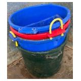 Stacked Plastic Buckets with Rope Handles