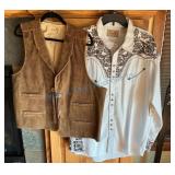 Scully 2XL Western Shirt and Leather Vest