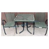 Metal Patio Table Set with Two Chairs