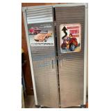 Metal Storage Cabinet on Wheels with Contents